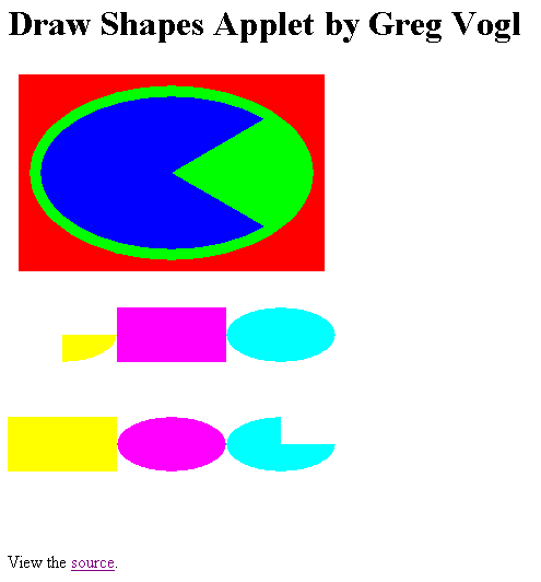 Draw Shapes Applet by Greg Vogl